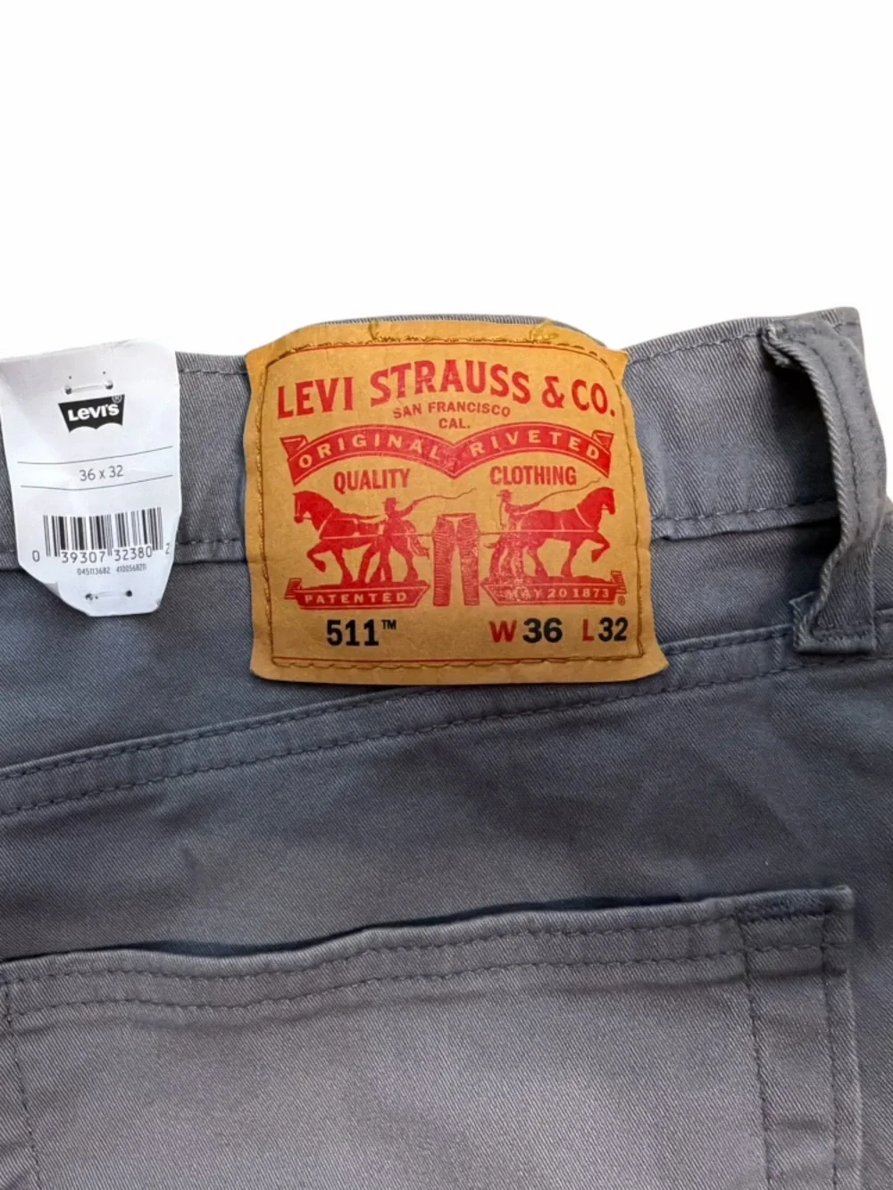 Levi's 511 Gray Slim Jeans with Tan Leather Patch